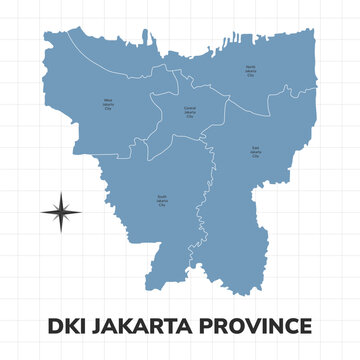 DKI Jakarta Province map illustration. Map of province in Indonesia