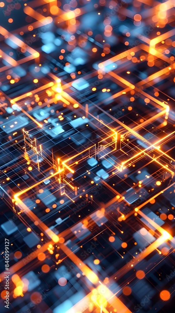 Poster quantum computing grid futuristic 3d rendered abstract grid representing quantum computing