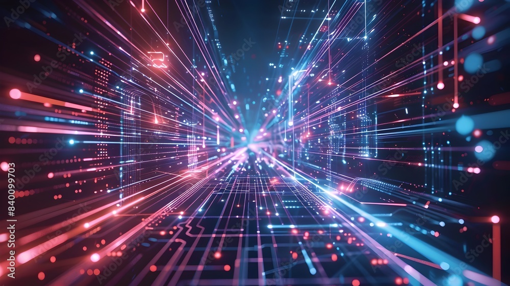 Poster pulsating lights and lines a futuristic tech visualization