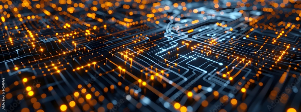 Poster captivating cyber patterns intricate digital landscape of futuristic connections abstract 3d rendere