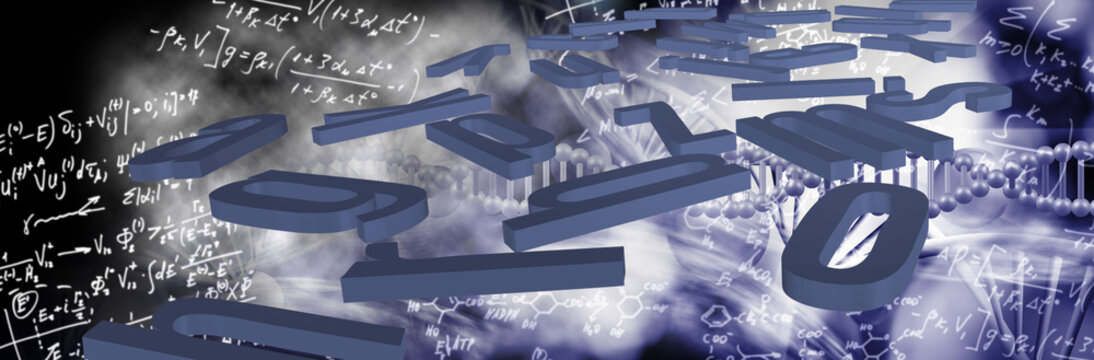 A digital image depicting a complex, abstract world made of numbers and scientific equations, highlighting the interconnectedness of mathematics and scientific discovery in the digital age. - Powered by Adobe