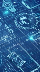 Detailed Digital Blueprint Illustrating the Schematic and Engineering Plans for Various Technical Devices Electronics and Computer Hardware Systems