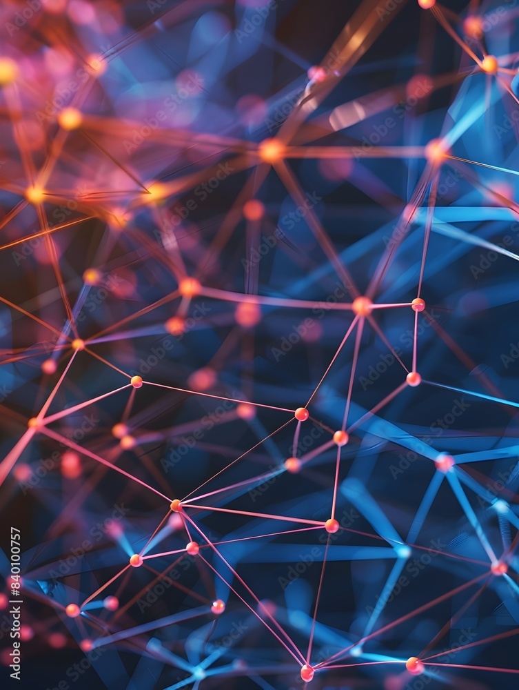 Poster intricate digital network mesh of interconnected tech connections a vibrant and futuristic depicting