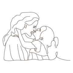 mother hugging her daughter  in the arms