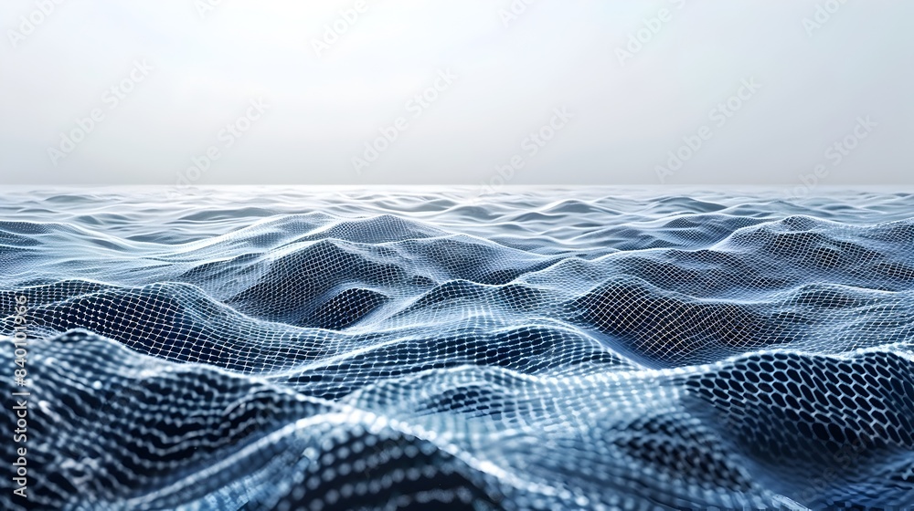 Poster surreal digital ocean waves with mesmerizing geometric patterns abstract 3d rendered background with