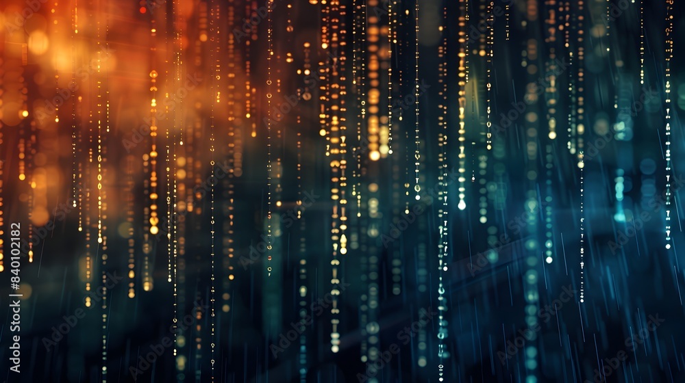 Poster falling lines of digital code streaming through a futuristic matrix abstract digital background repr