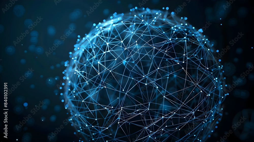 Poster this visually striking 3d rendered image depicts an interconnected tech network sphere showcasing a 