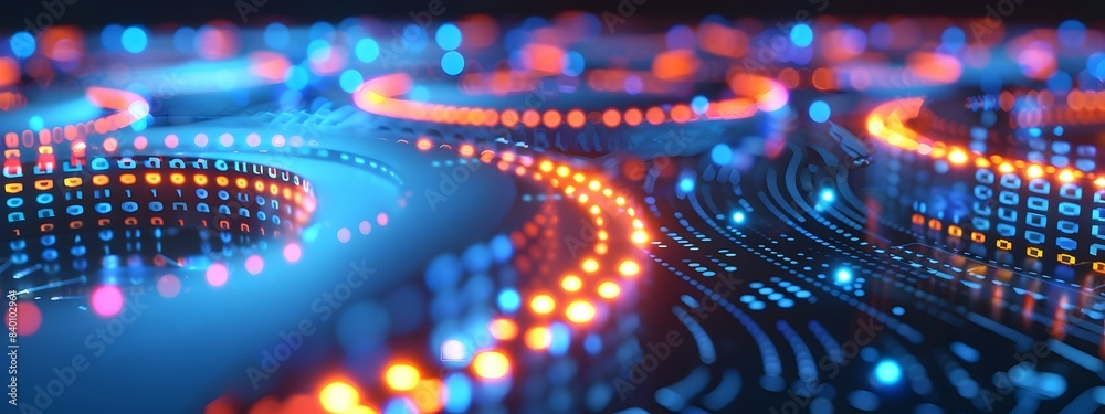 Poster glowing data rings futuristic 3d of illuminated digital information representing the connectivity an