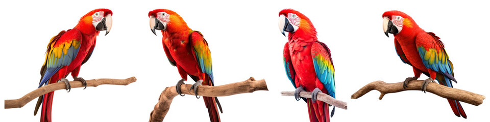 Fototapeta premium Macaw parrots on branch set