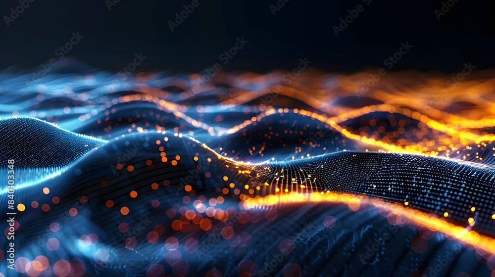 Poster flowing data field a captivating depicting an abstract futuristic digital landscape filled with dyna