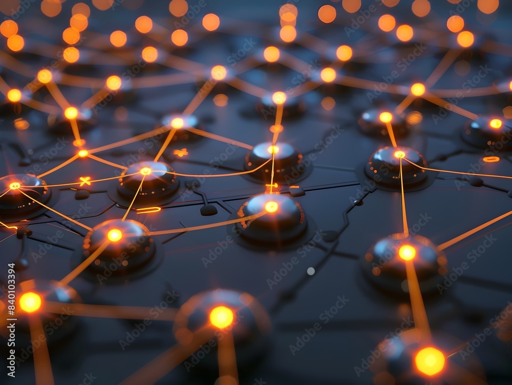 Poster glowing tech network a captivating 3d rendered digital landscape showcasing a futuristic interconnec
