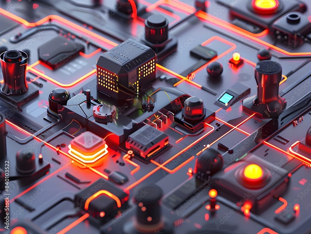 Poster interconnected tech energy grid a futuristic 3d of an advanced digital infrastructure powered by a c