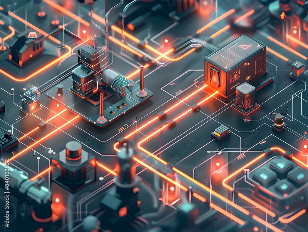 Poster interconnected tech grid futuristic digital energy infrastructure a 3d depicting a complex futuristi