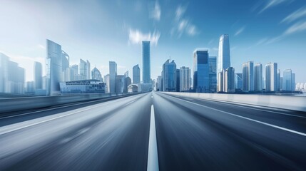 Fototapeta premium Time-lapse photography of modern futuristic cityscape and highway, lights, road, city