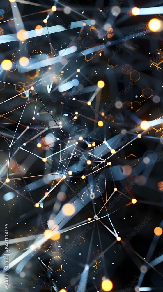 Poster glowing digital web of interconnected data elements and technology patterns abstract futuristic visu