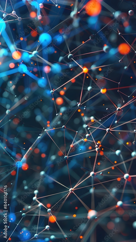 Poster vibrant digital interconnected web of 3d rendered abstract data visualization a complex futuristic p