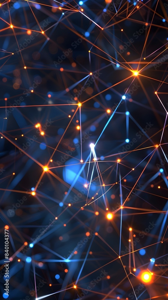 Poster glowing futuristic tech constellation patterns in abstract digital space 3d rendered artificial inte