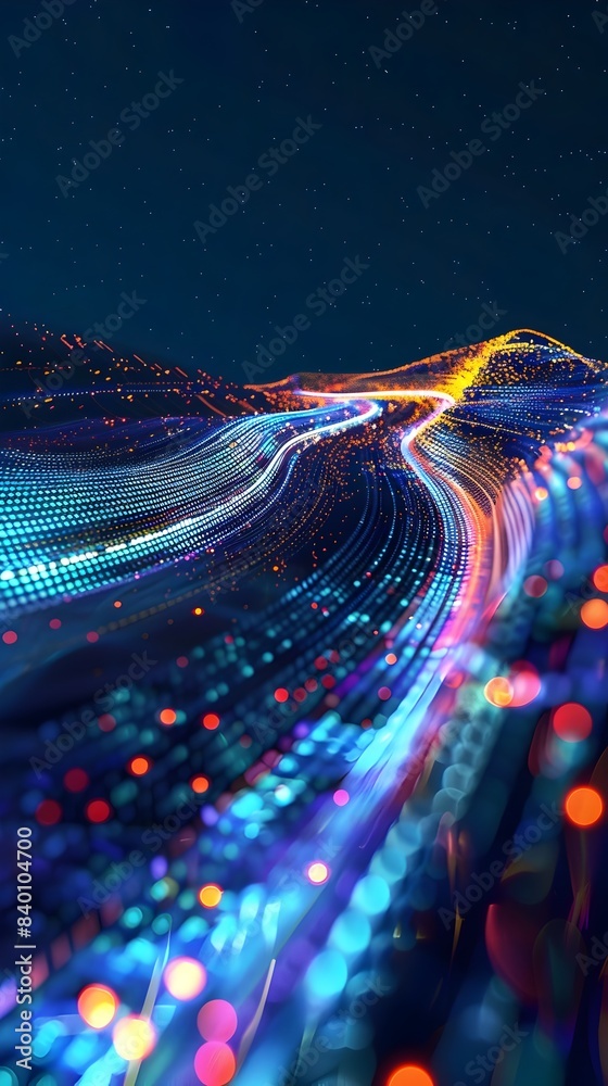 Poster vibrant flowing data stream a captivating abstract digital showcasing a dynamic flow of colorful dat