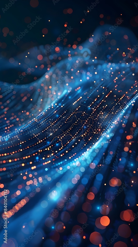 Poster mesmerizing abstract data stream a surreal and captivating visualization of flowing particles of lig