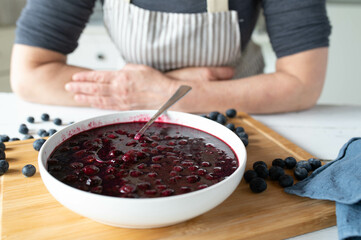 Homemade Blueberry Compote in a bowl 