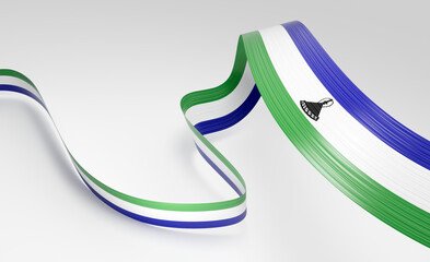 3d Flag Of Lesotho 3d Shiny Waving Lesotho Ribbon Flag On White Background 3d Illustration