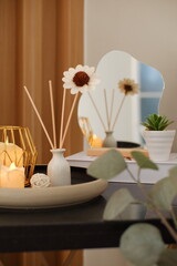 Decorative tray on the table 