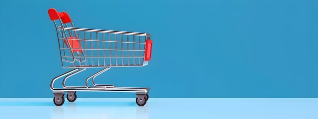 An oversized shopping cart depicting a giant sized trolley or basket for bulk purchases and large scale retail transactions at supermarkets  grocery stores  and other commercial settings