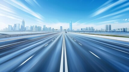 Obraz premium Time-lapse photography of modern futuristic cityscape and highway, lights, road, city
