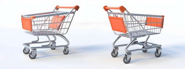 Collapsible Shopping Cart  A 3D rendered image of a foldable  compact  and versatile shopping trolley designed for easy storage  transport  and use in grocery stores  retail environments