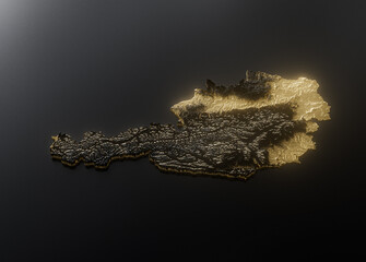 Austria Map Golden Metallic Texture Map Gold Reserves And Gold Mining Concept 3D Illustration