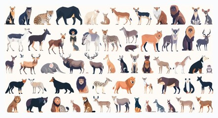 Obraz premium Illustration of isolated south american animals on a white background. Isolated animals isolated with a modern background.