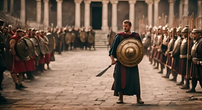 Roman gladiator man in Rome.