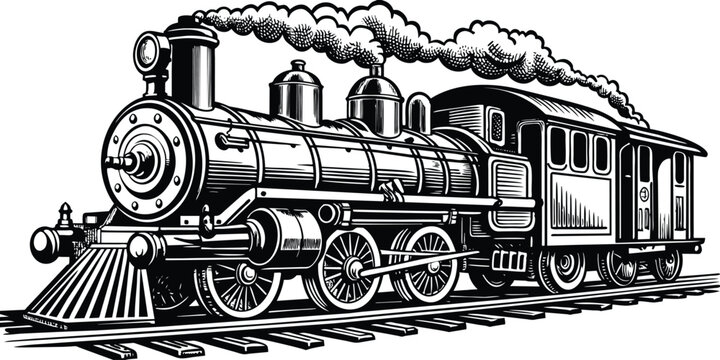 recommend clip art: old steam locomotive isolated on a white background,  old steam locomotive logo vector illustration, 
