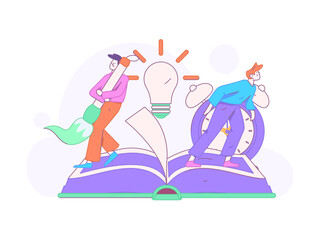 World Book Day Reading Character Flat Vector Concept Operation Hand Drawn Illustration
