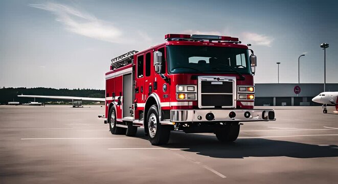 Fire truck at an airport.