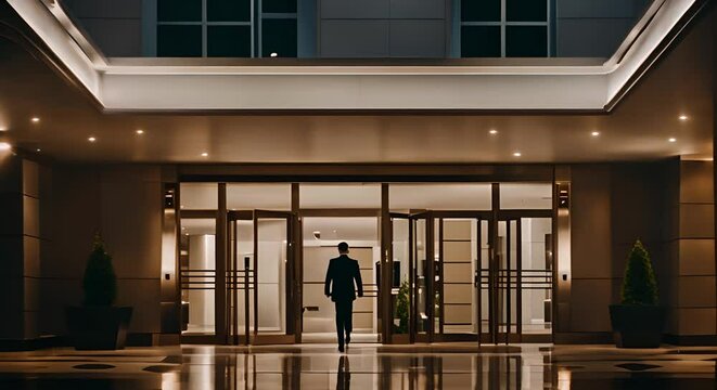 Hotel bellman working in luxury hotel.