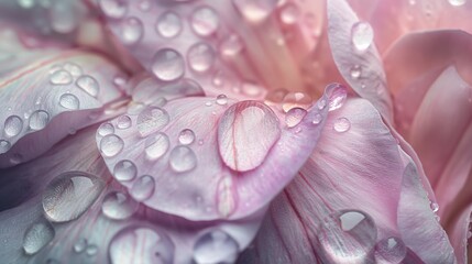 water droplets closeup view on the leaves and petals 