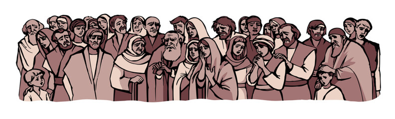 Vector drawing.Big crowd of people