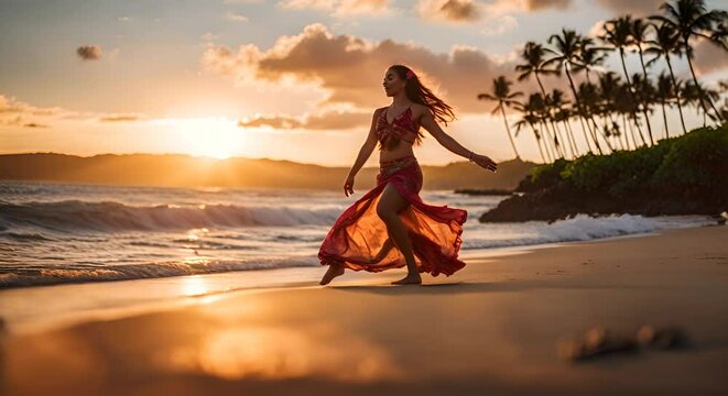 Hawaiian dancer woman in Hawaii.
