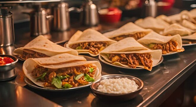 Burritos in a Mexican restaurant.