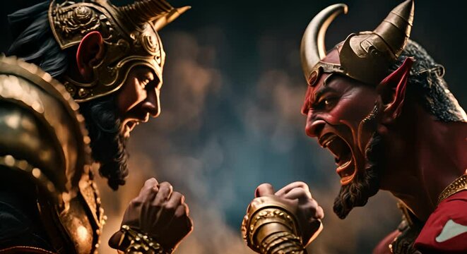 God vs demon combat.