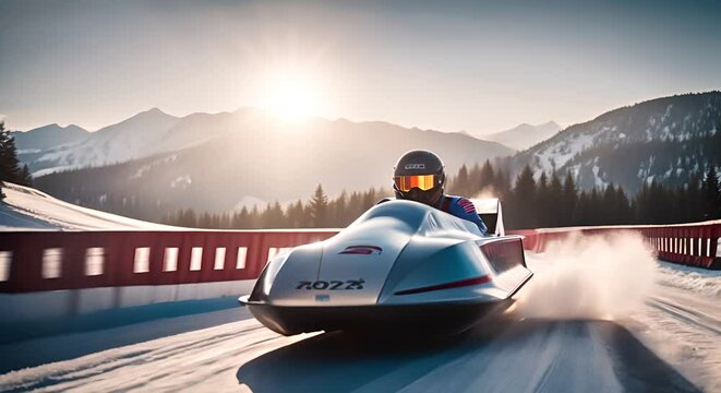 Bobsleigh winter sport competition.