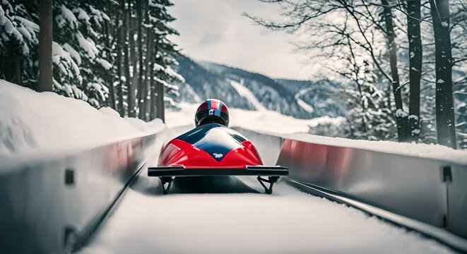 Bobsleigh winter sport competition.