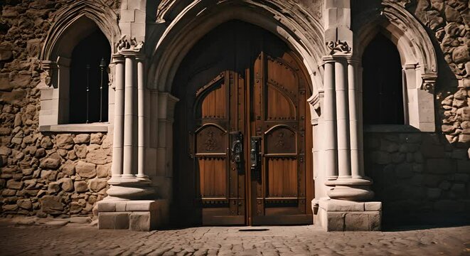 Entrance door to a castle.