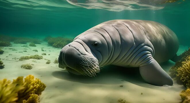 Manatee in the water.