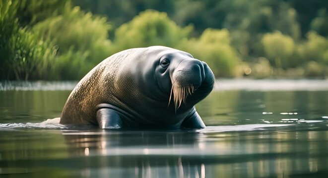 Manatee in the water.