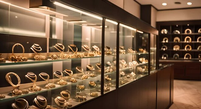 Jewelry store. Necklaces, rings and earrings.