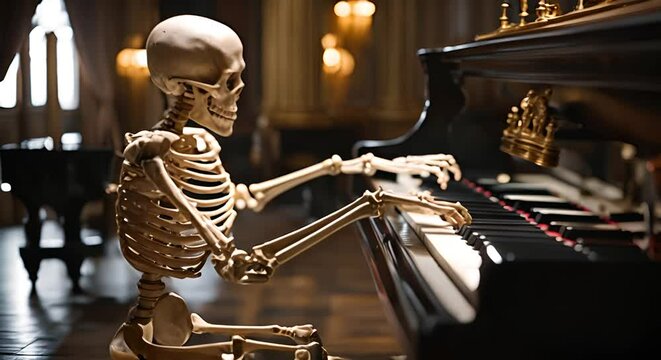 Skeleton playing the piano.