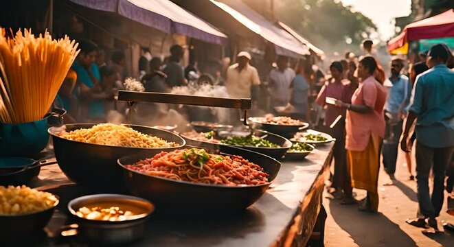 Indian food street market.