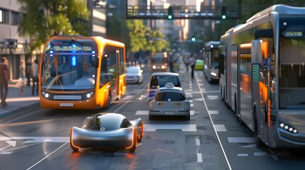 Fototapeta premium Autonomous Vehicles Shaping the Future of Urban Mobility